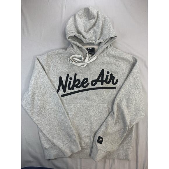 Nike Air Men's Pullover Hoodie Sweatshirt Grey Logo Spell Out Size Small - Picture 1 of 9